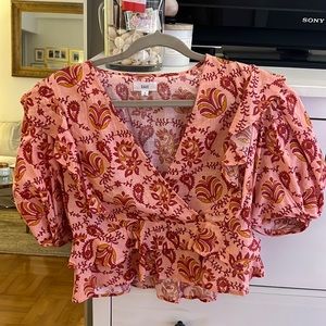 Rahi linen puff sleeve top